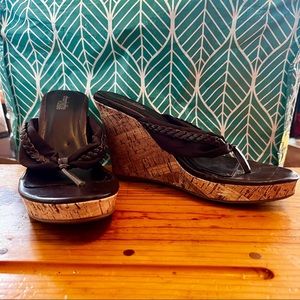 Charlotte Russe Brown Cork Wedge Sandals 8